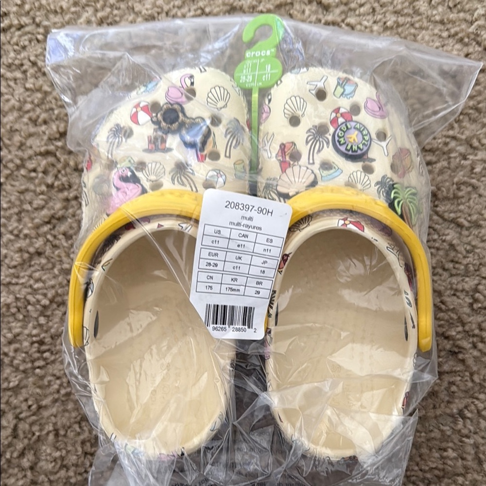 CROCS Cream and Yellow Sandals with Ventilation Holes